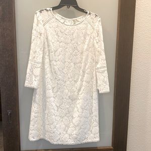 Vince Camuto White Lace Dress with Bell Sleeves